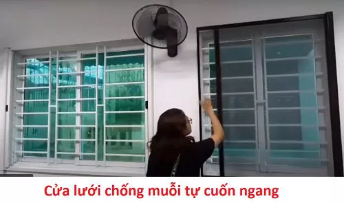 cửa lưới chống muỗi tự cuốn ngang