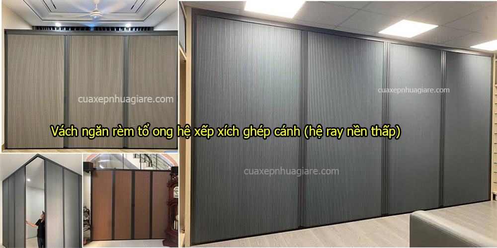 vách ngăn rèm tổ ong hệ xếp xích ghép cánh - vách ngăn tổ ong không ray