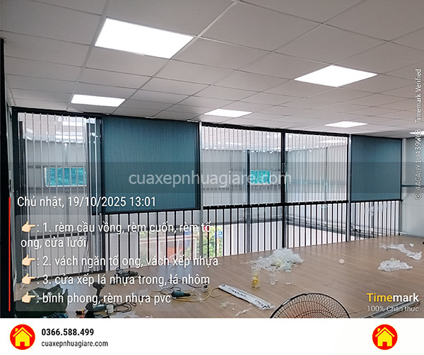 cửa xếp lá nhựa trong suốt cho nhà xưởng, gác lửng
